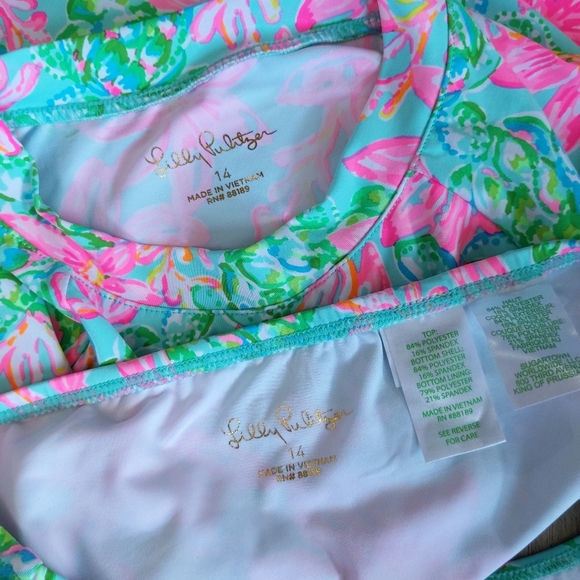 Lilly Pulitzer Kids' Rashguard Swimsuit Set Multi Splashdance Girls' 14 / XL - Picture 4 of 5